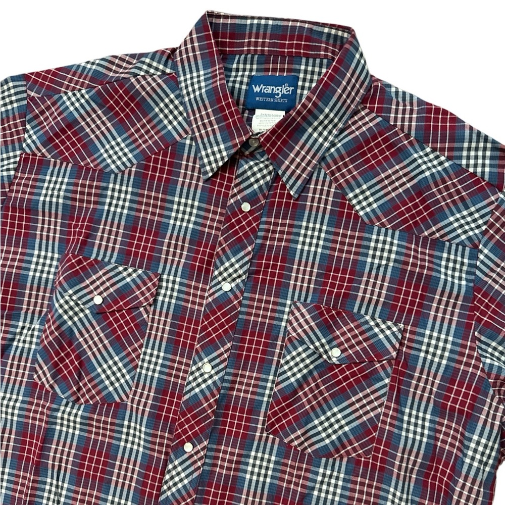 Vintage‎ Wrangler Pearl Snap Western Shirt Mens Size 2XLT Tall Multicolor Cowboy
